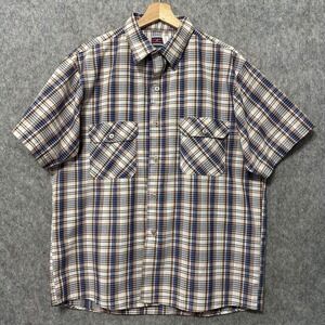 Big Mac Button Down Shirt Mens Large Multicolor Plaid Short Sleeve Vintage USA